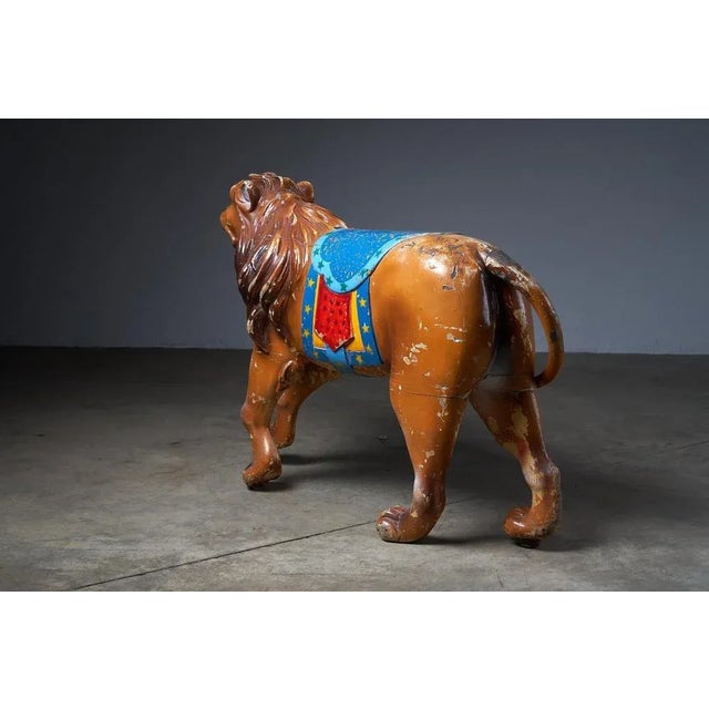 Vintage Carved Wood Lion Carousel Figure, 1950s For Sale - Image 4 of 8