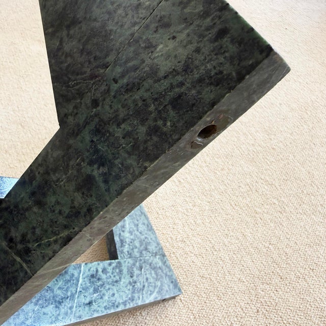 Dark Green 1980s Unique Postmodern Cultured Marble Coffee Table For Sale - Image 8 of 8