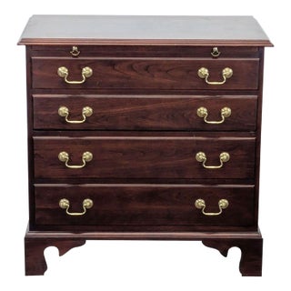 Stickley Chippendale Style Four Drawer Nightstand With Pull-Out Tray For Sale