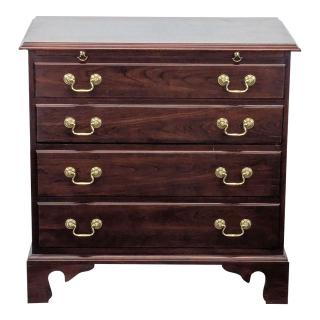 Stickley Chippendale Style Four Drawer Nightstand With Pull-Out Tray For Sale