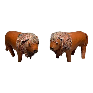 1960s Leather Lion Footstools in the Style of Dimitri Omersa