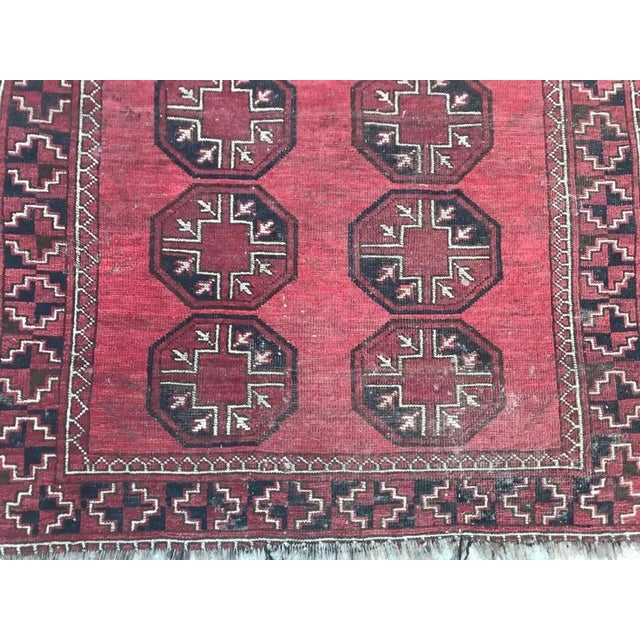 Antique Turkmen Afghan Rug For Sale - Image 4 of 13