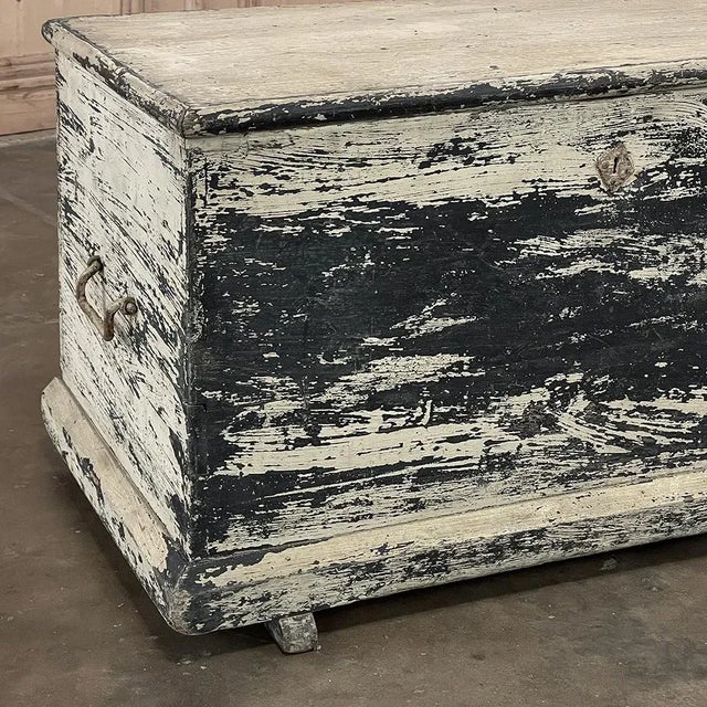 Early 19th Century Rustic Swedish Painted Trunk ~ Blanket Chest ~ Coffee Table For Sale - Image 9 of 13