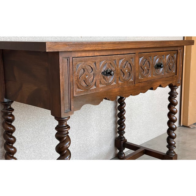 Early 20th Century Spanish Carved Console Table With Turned Legs For Sale - Image 9 of 10