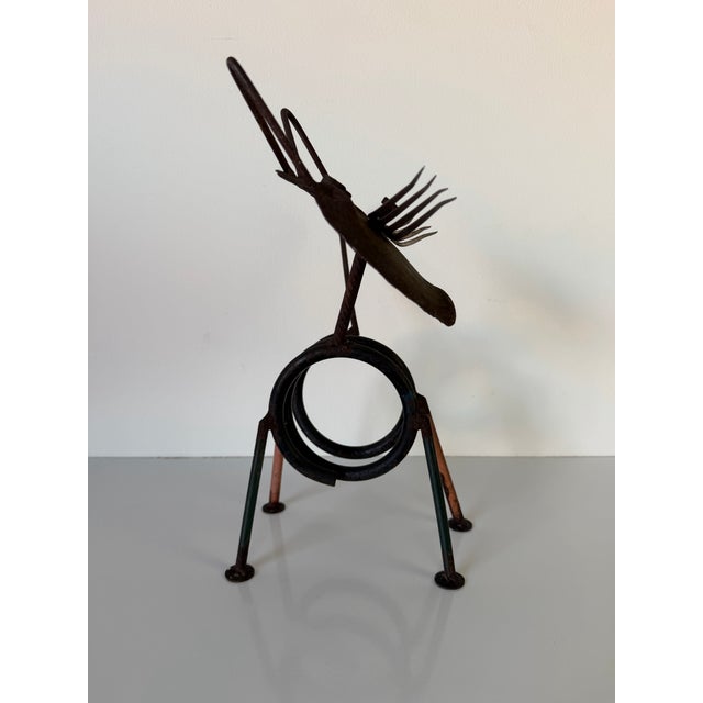 Vintage Handmade Folk Art Metal Cat Sculpture For Sale - Image 12 of 12