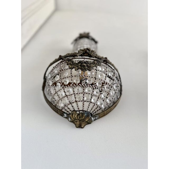 French Empire Style Basket Wall Sconces in Bronze and Crystal, 1920s, Set of 2 For Sale - Image 12 of 18