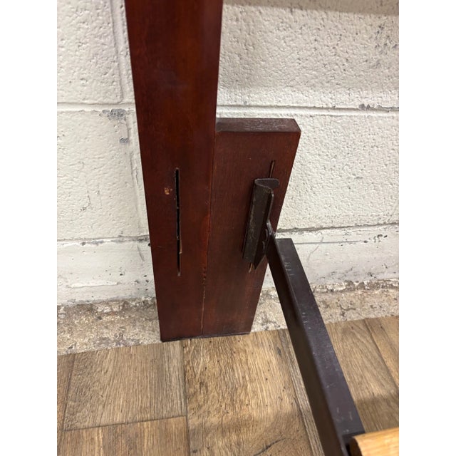 Vintage Convertible Queen or Full Colonial Four Poster Pediment Cannonball Bed For Sale - Image 9 of 10