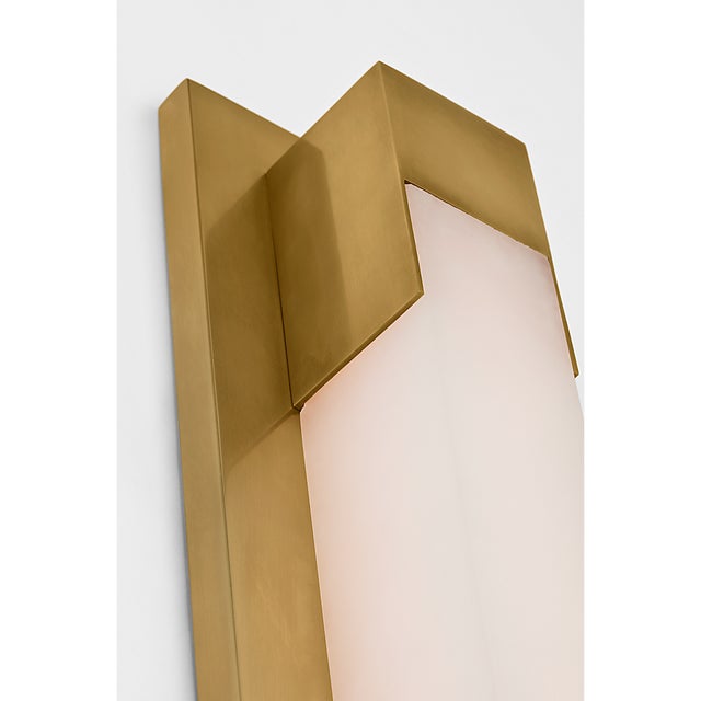 Visual Comfort Kelly Wearstler for Visual Comfort Signature Covet 16" Bracketed Bath Light in Antique-Burnished Brass with Alabaster For Sale - Image 4 of 6