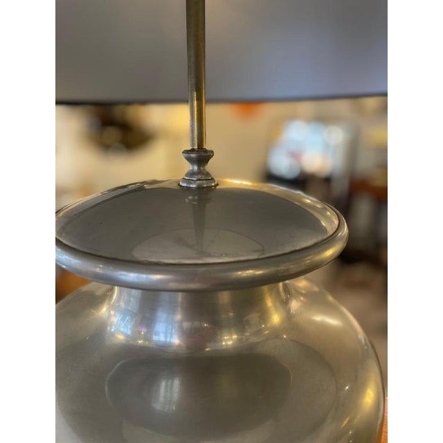 1970s Pewter Table Lamps with Large Black Lampshades, 1970, Set of 2 For Sale - Image 5 of 18