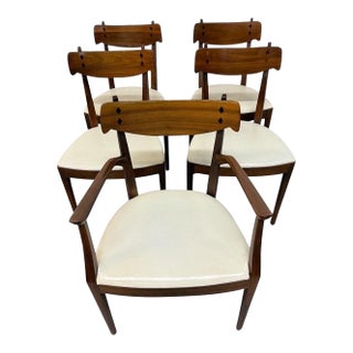 Mid-Century Modern Drexel Declaration Walnut Dining Chairs - Set of 5 For Sale