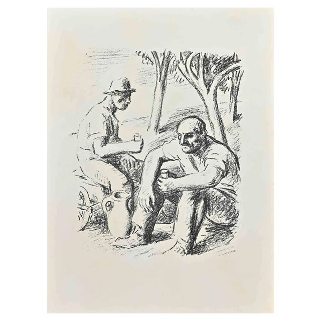 Wilhelm Gimmi, Farmers, Lithograph, 1955 For Sale
