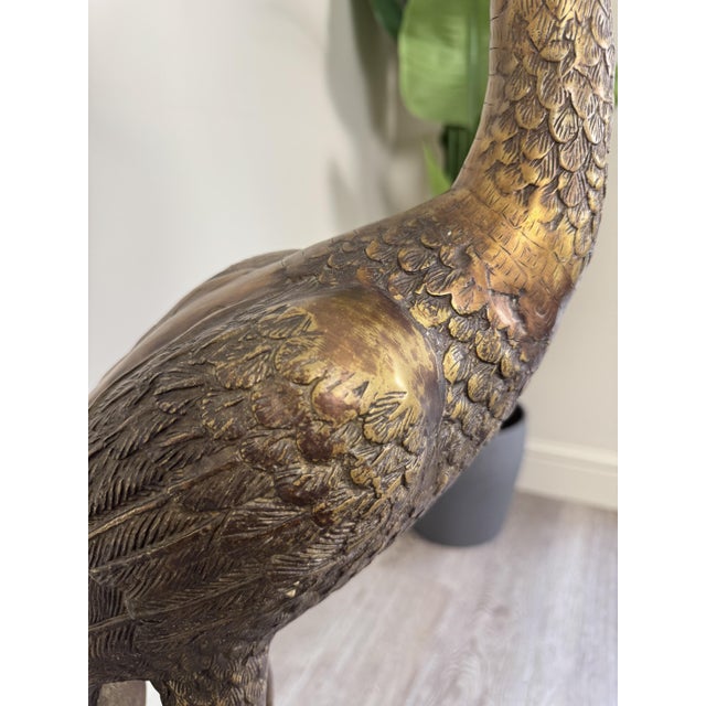 Gold Large Vintage Bronze Crane Statues, 1920s-1940s, Set of 2 For Sale - Image 8 of 16