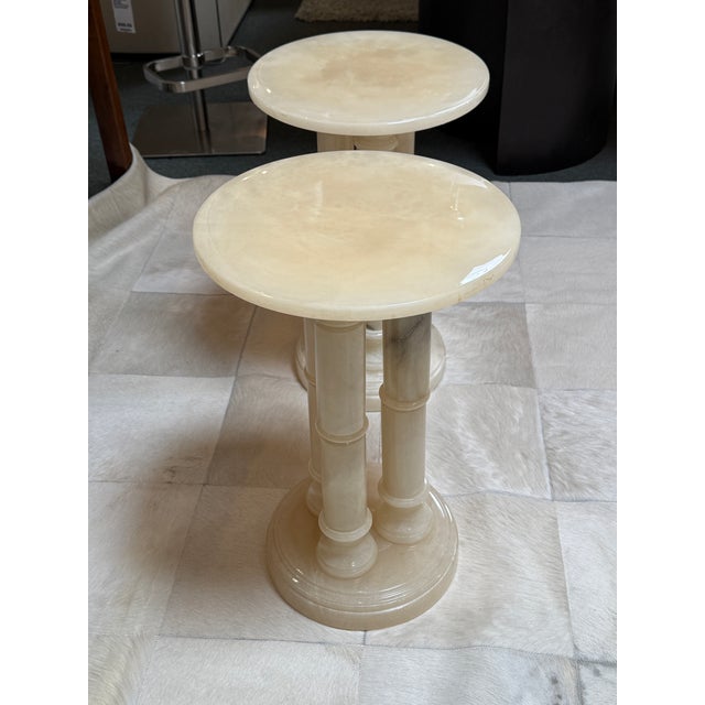 Neoclassical Alabaster Pedestals, Pair For Sale - Image 11 of 12