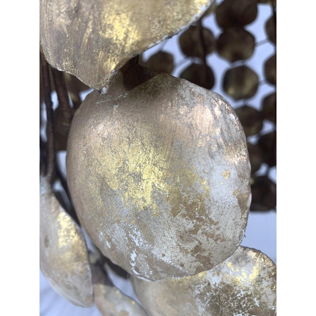 Contemporary Gold Florentine Iron Pendant Light For Sale - Image 6 of 9