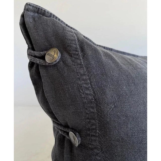 French Linen Lumbar Pillow in Stone Washed Noir Cover For Sale - Image 9 of 10