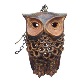 Ceramic Owl Swag Lamp For Sale
