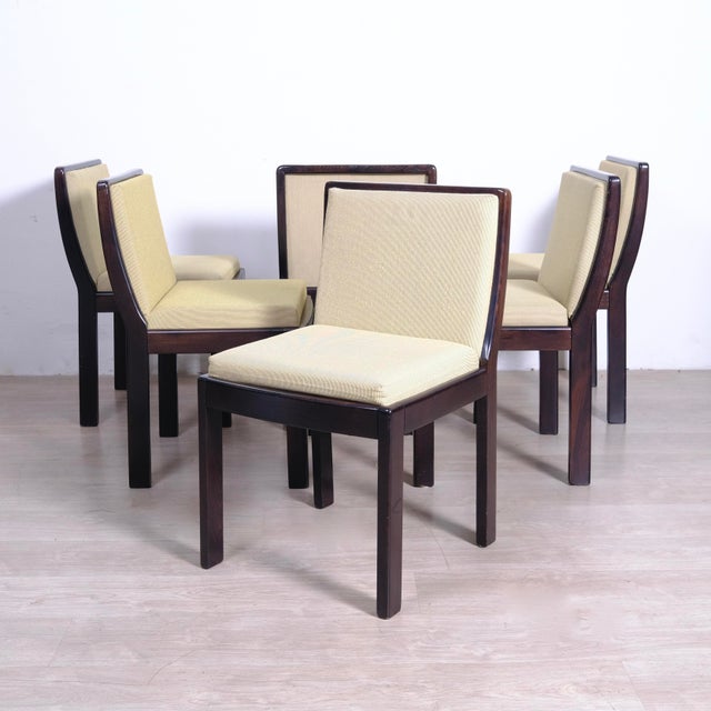 Vintage Chairs in Wood and Fabric, 1970s, Set of 6 For Sale - Image 4 of 18