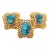 Vintage Raw Turquoise and Diamond Ring and Earring Set in 18k Gold For Sale
