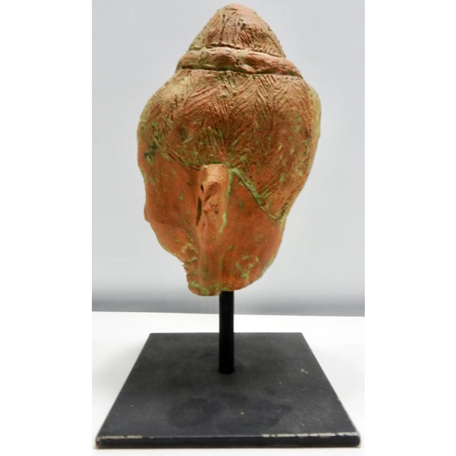 Terracotta Sculpture of Head Thailand For Sale - Image 4 of 10