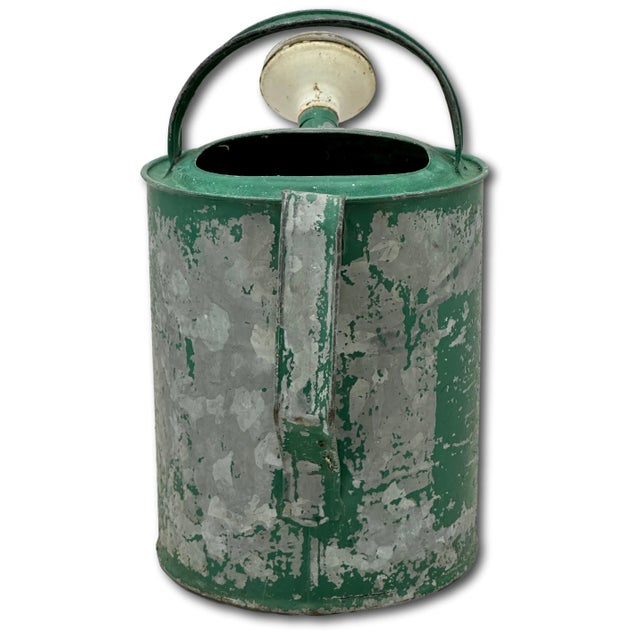 Green Nice Small 6 Quart Size Vintage American Galvanized Steel & Brass Garden Sprinkler Watering Can For Sale - Image 8 of 12
