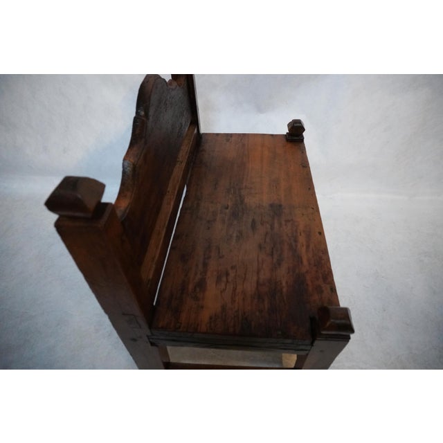 Brown Antique Walnut Bench Seat With Back Rest For Sale - Image 8 of 13
