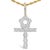 Contemporary Men's 10K Yellow Gold 1 3/4 Cttw Diamond Cluster Ankh Cross Pendant Necklace - 18" Inches For Sale - Image 3 of 4