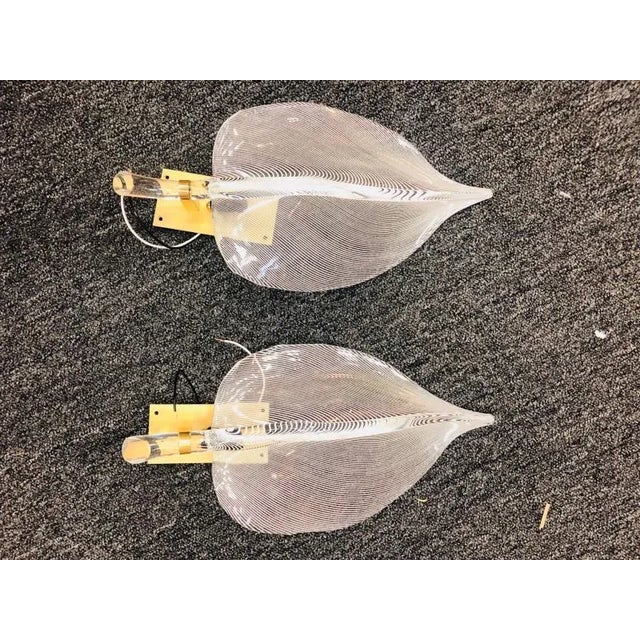 Murano Glass Leaf Sconces With a Zebra Stripe Pattern - a Pair For Sale - Image 4 of 11
