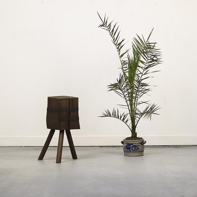 Primitive Wabi Sabi Oak Rustic Farmhouse Chopping Block / Side Table For Sale - Image 10 of 11