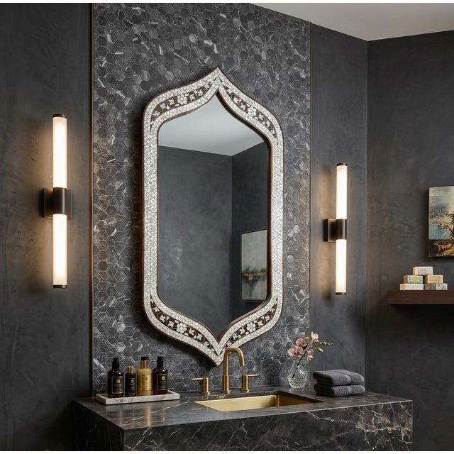 Gorgeous sophisticated contemporary design. This mirror frame handcrafted using natural mother of pearl and silver...