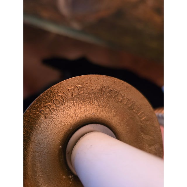 Gold Vintage Mid Century Modern Caldwell Style Pr Sconces For Sale - Image 8 of 11