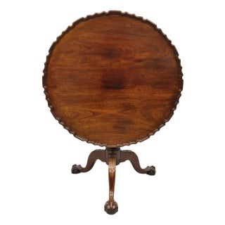 Antique Georgian Chippendale Pie Crust Mahogany Ball and Claw Tilt Top Table For Sale