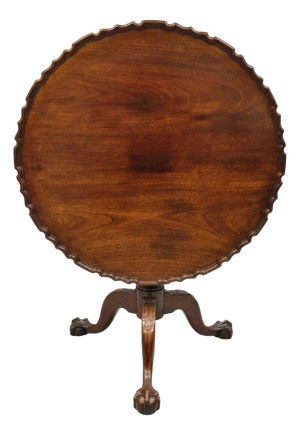 Antique Georgian Chippendale Pie Crust Mahogany Ball and Claw Tilt Top Table