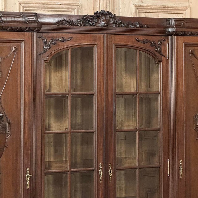 Antique French Louis XVI Walnut Bookcase ~ Bibliotheque by Hirler of Alsace For Sale - Image 12 of 18