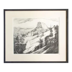 Antique Original Limited Edition Etching Signed by Artist Adele Watson Titled "Bryce Canyon" 1873 - 1947