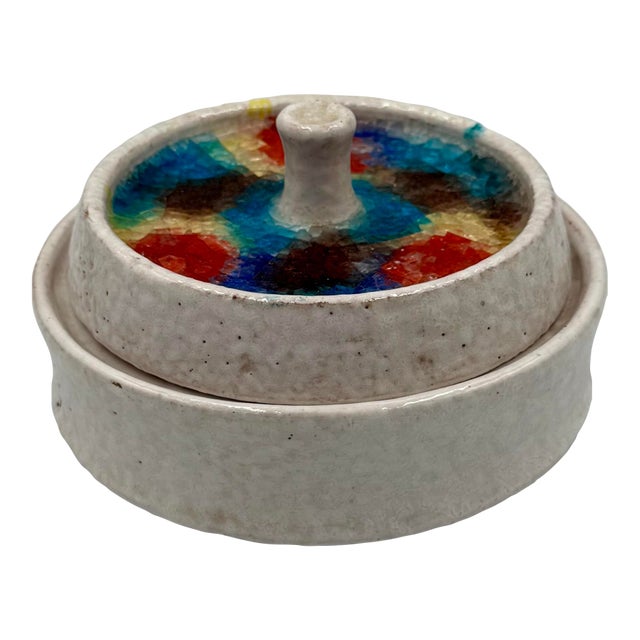 1960s Italian Fused-Glass Mosaic Lidded Box by Aldo Londi for Bitossi For Sale