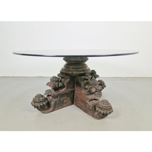 Anglo-Indian Hand-Carved Hardwood and Glass Coffee Table, 1890s For Sale - Image 5 of 18