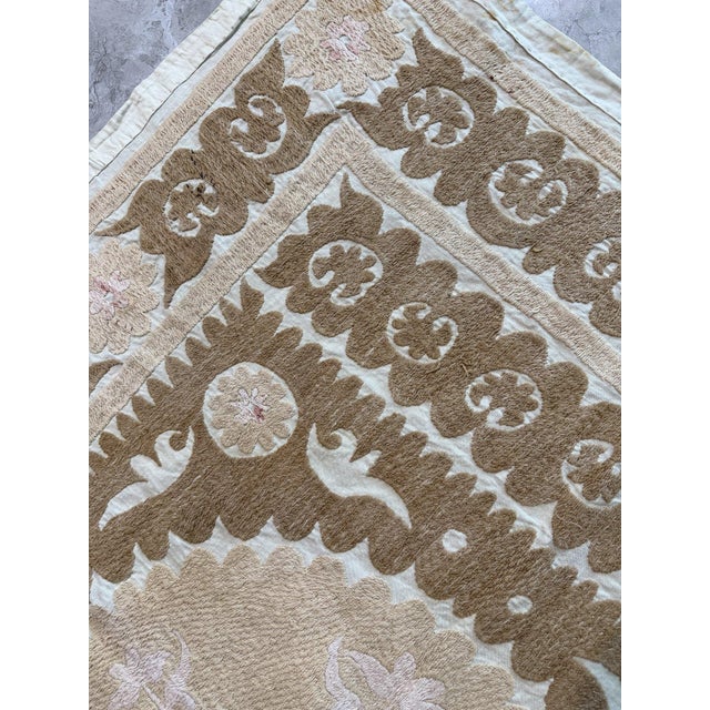 Tan Vintage Tashkent Suzani Wall Hanging Decor For Sale - Image 8 of 12