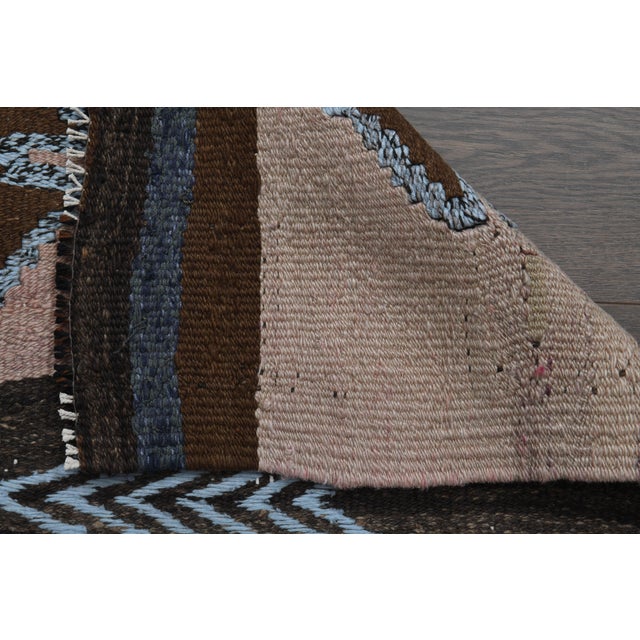 1970s Vintage Turkish Oushak Handmade Wool Cotton Pink Kilim Runner Rug For Sale - Image 11 of 11