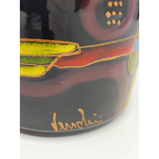 Superb covered jar (or apothecary jar/candy jar) in glazed ceramic, signed by the renowned Italian manufacturer Verzolini...