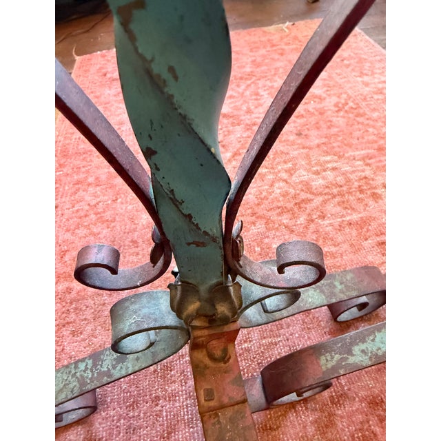 Tall Antique French Floral Tole Andirons For Sale - Image 9 of 17