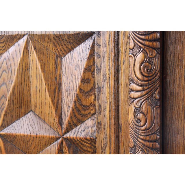 Vintage Baroque Brutalist Danish Oak Cabinet, 1960s For Sale - Image 17 of 18