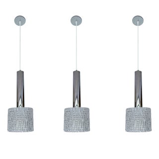 Vintage Brutalist Glass Pendant Lights from Kalmar, 1970s, Set of 3 For Sale