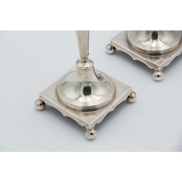 Silver Candlesticks with Turned Stems, Set of 2, in Good conditions.