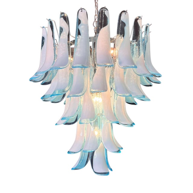 Blue Murano Light Blue Opaline Glass Chandelier from Justfurnituress SRL For Sale - Image 8 of 15