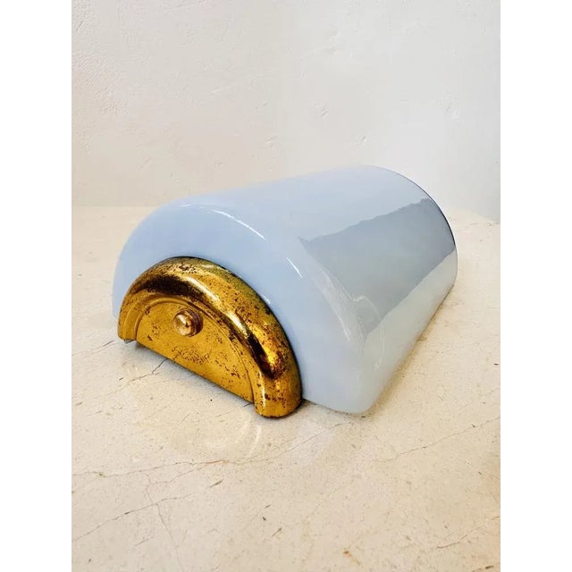 Metal Blue Murano Glass Wall Lamps with Brass Structure, 1950s, Set of 2 For Sale - Image 7 of 10