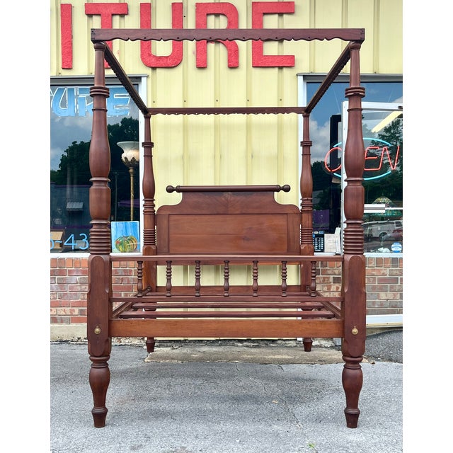 19th-century American Classical tester bed. Masterfully crafted from solid wood this statement piece showcases the...