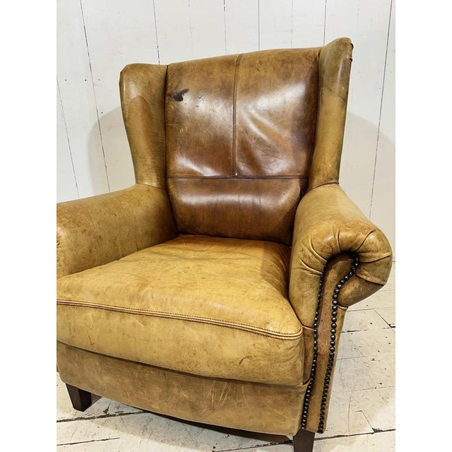 Vintage Leather Hotel Wingback Lounge Armchair, 1980 For Sale - Image 18 of 18