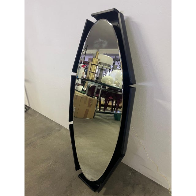 Curved Wood Backlit Mirror, 1960s For Sale - Image 3 of 7