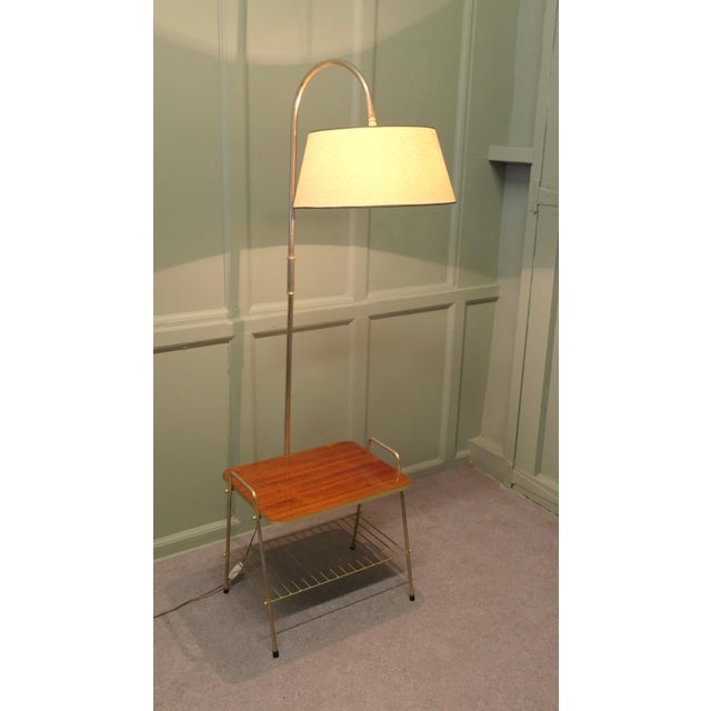French Retro Floor Lamp, Coffee Table and Magazine Rack Elegant Vintage Mid Century French Retro Reading Lamp from an...