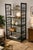 An elegant 1970s shelving unit combining a lacquered wood frame with a bamboo-like finish and smoked glass shelves. Its...